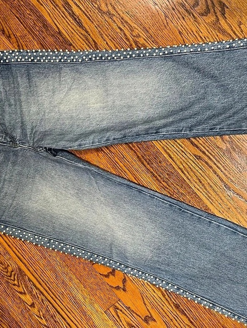 FRAME Pearl Atelier Le Jane Crop Jeans Studded Bootcut Blue Waist 28